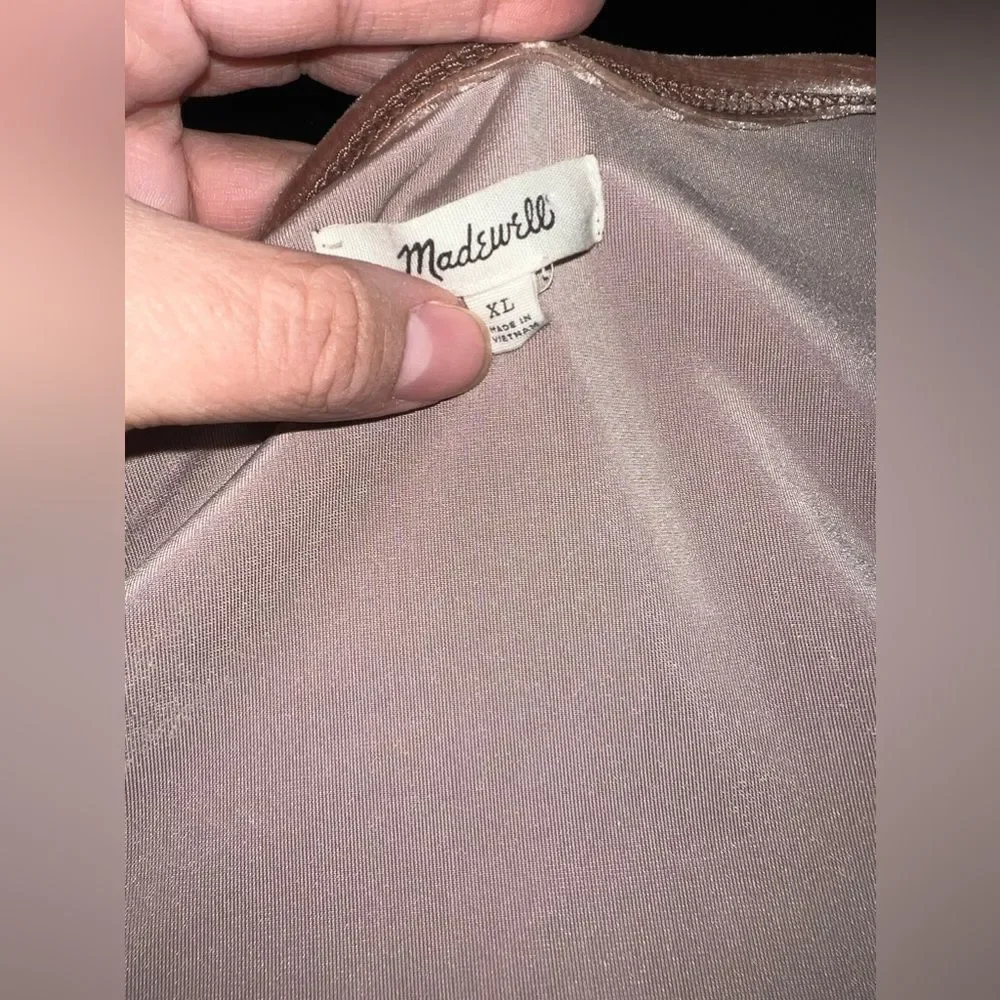 Madewell Light Brown/beige Velvet Front Tie Cardigan EUC Size XL - Picture 4 of 5